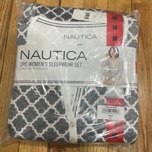 New-Gray-M-Nautica 2 Piece Women’s Sleepwear Set Silky Stretch Fleece